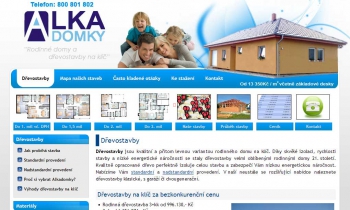 Screenshot webu Dřevostavby - alkadomky.cz