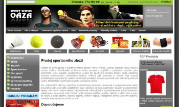 Screenshot webu Prodej sprtovního vybavení