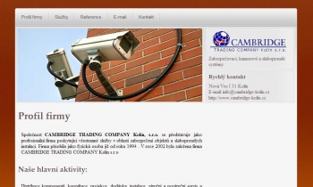 Screenshot webu Zabezpečovací systémy